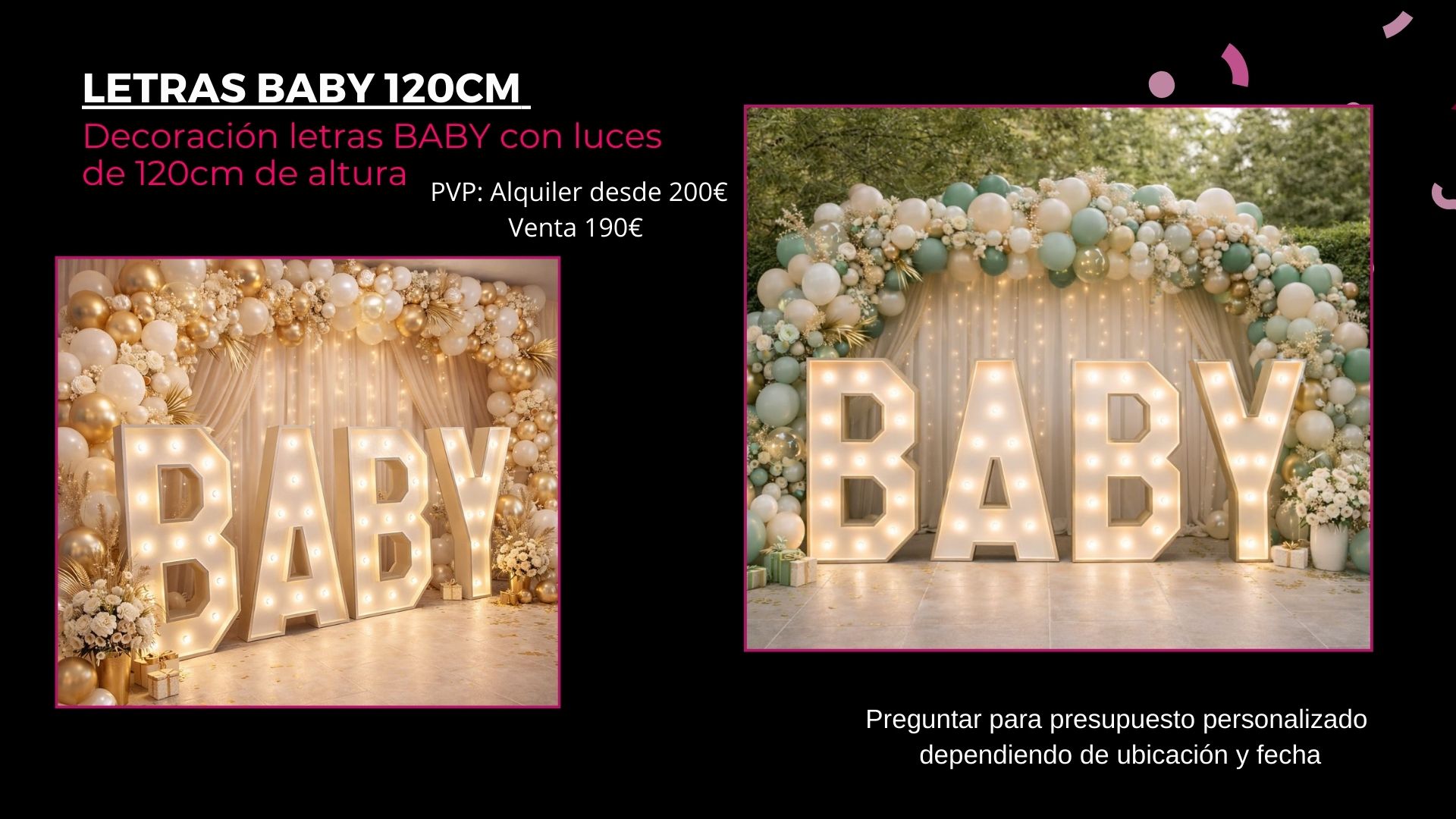 LETRAS GIGANTES PARA EVENTO BABY GENDER REVEAL REVELACION DE SEXO DEL BEBE