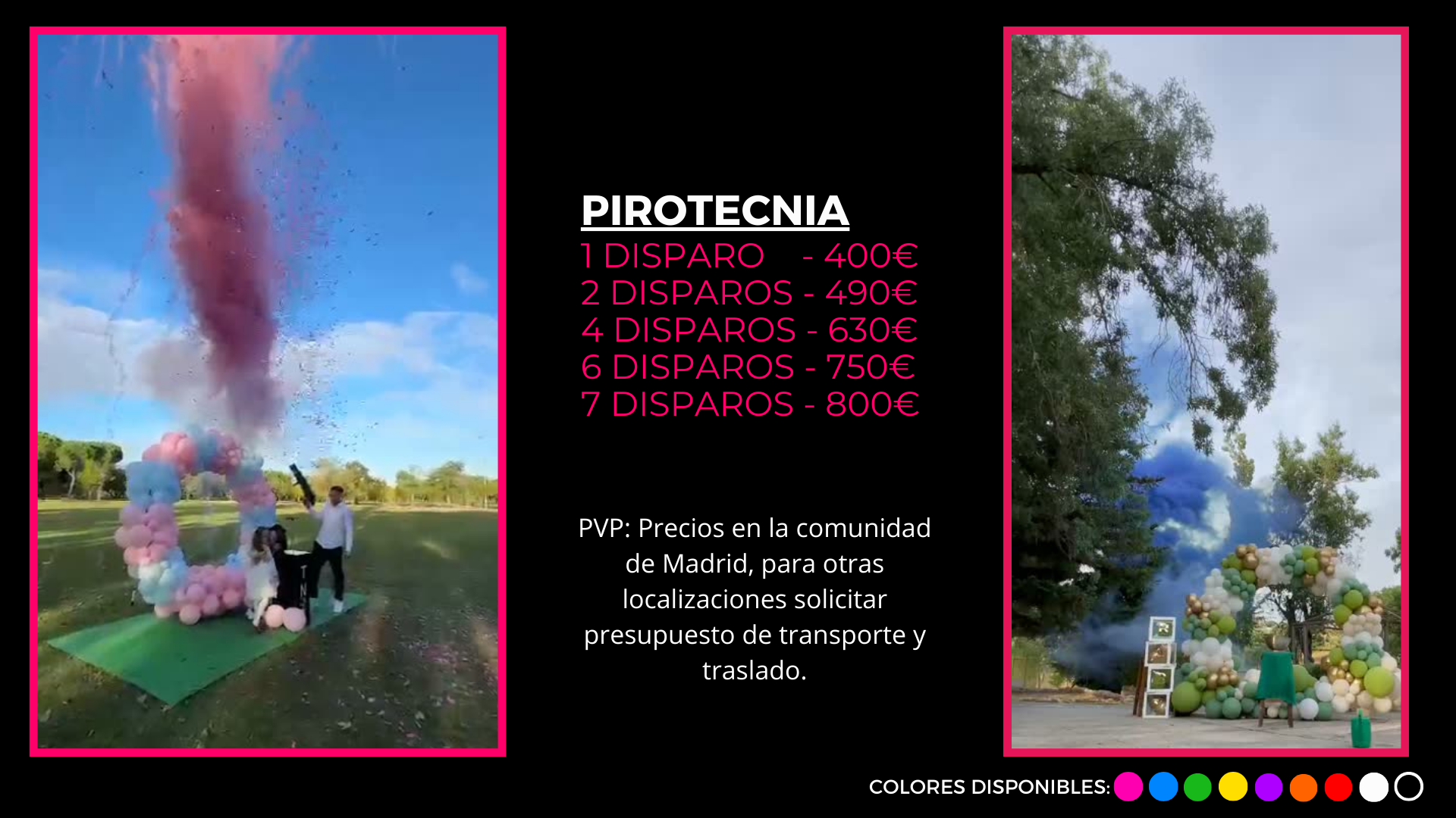 pirotgecnia para eventos para revelacion en madrid españa para toledo apra galicia para españa